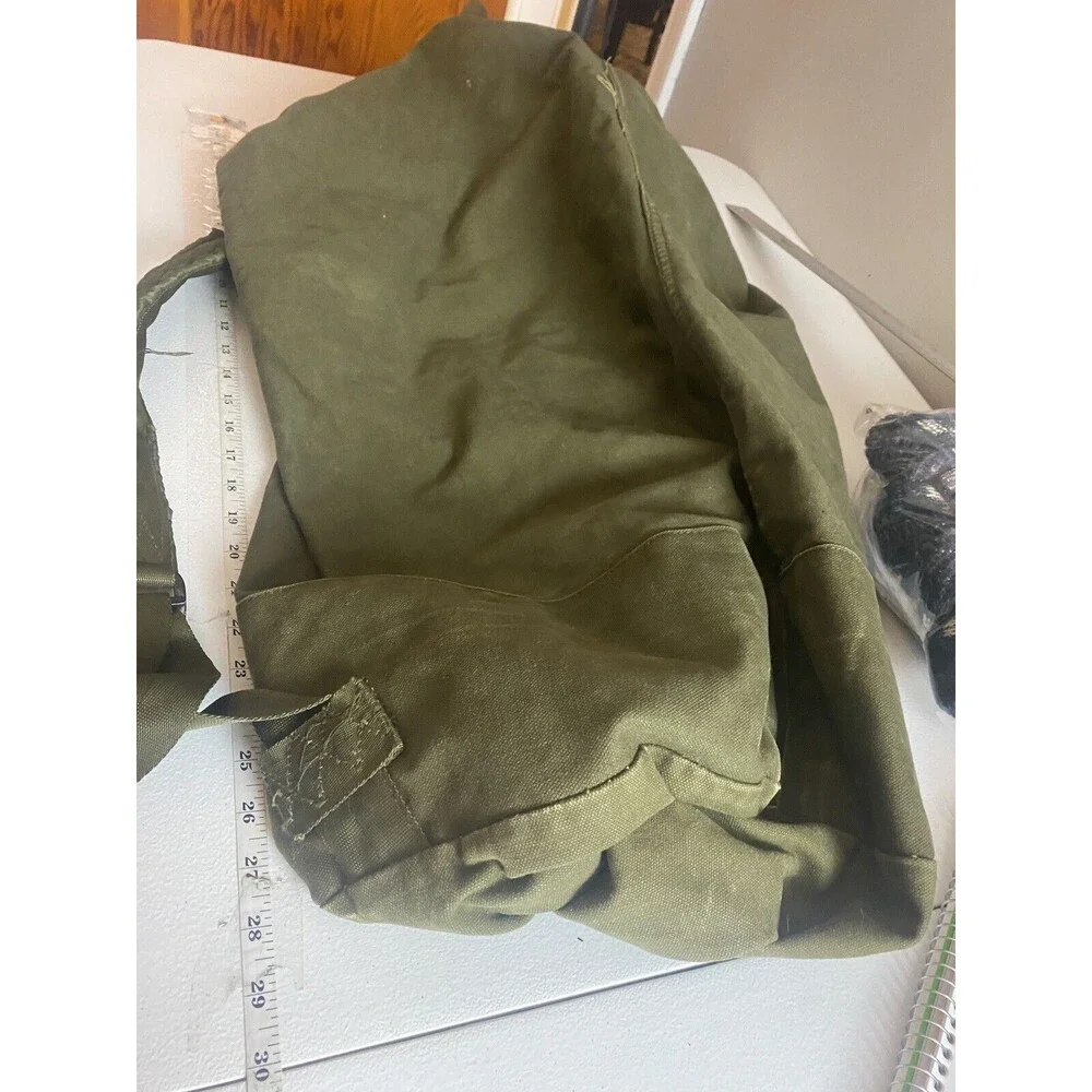 VINTAGE US ARMY Unisex Green Duffle Backpack Bag Size One Size Canvas Olive